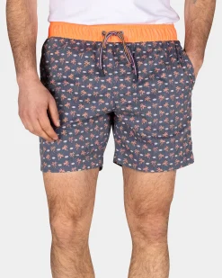 NZA New Zealand Auckland Donkerblauwe zwembroek met palmbomen -