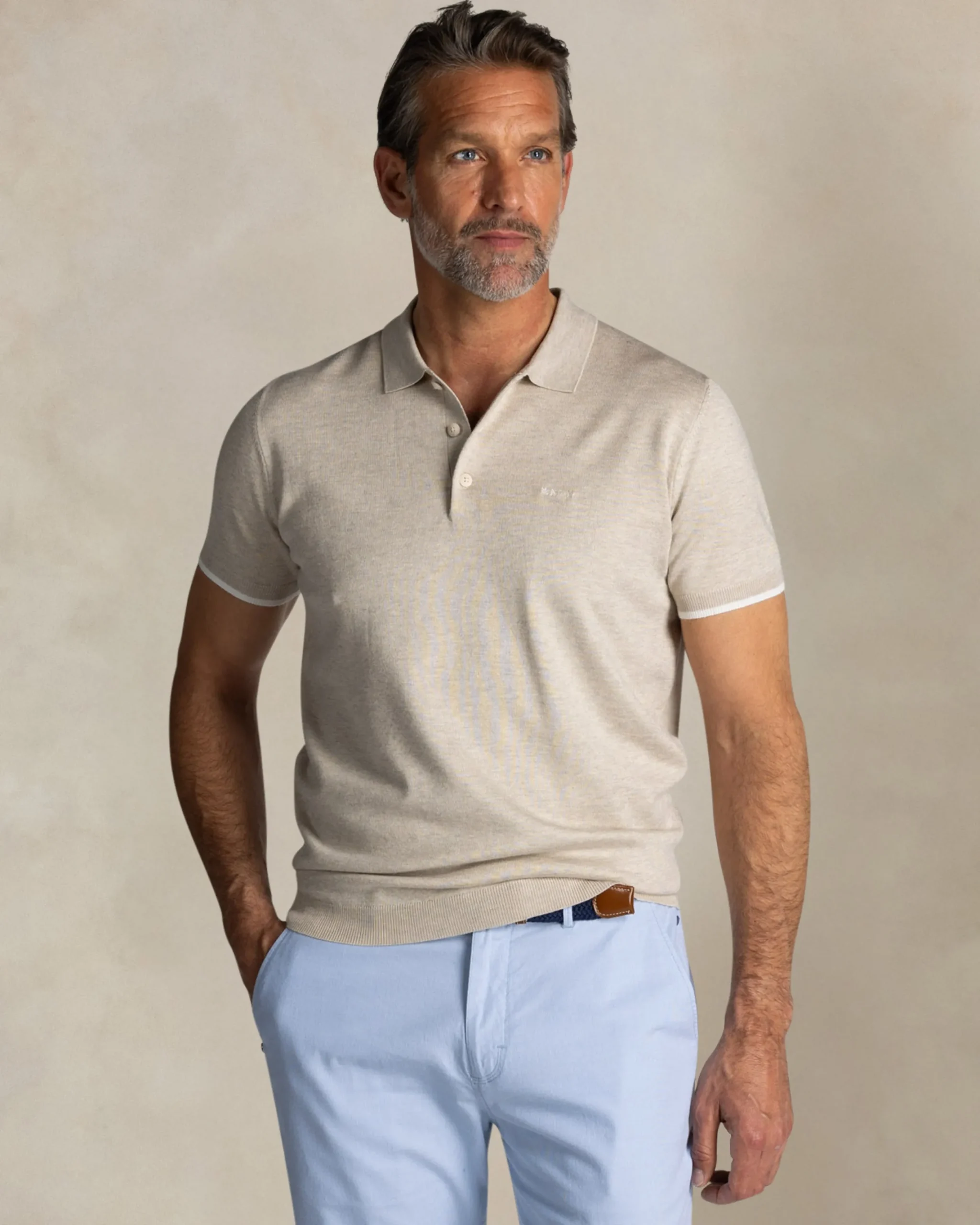 NZA New Zealand Auckland Ecru gebreide polo