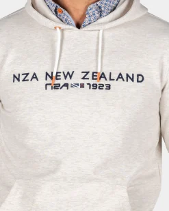NZA New Zealand Auckland Ecru hoodie met tekst op de borst -