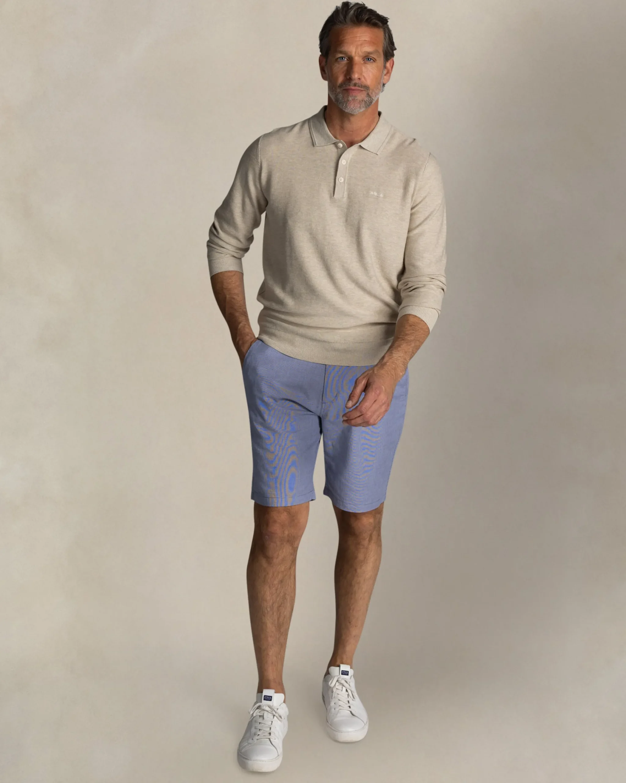 NZA New Zealand Auckland Ecru katoenen rugbypolo