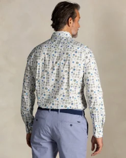 NZA New Zealand Auckland Ecru katoenen stretch overhemd met bloemenprint