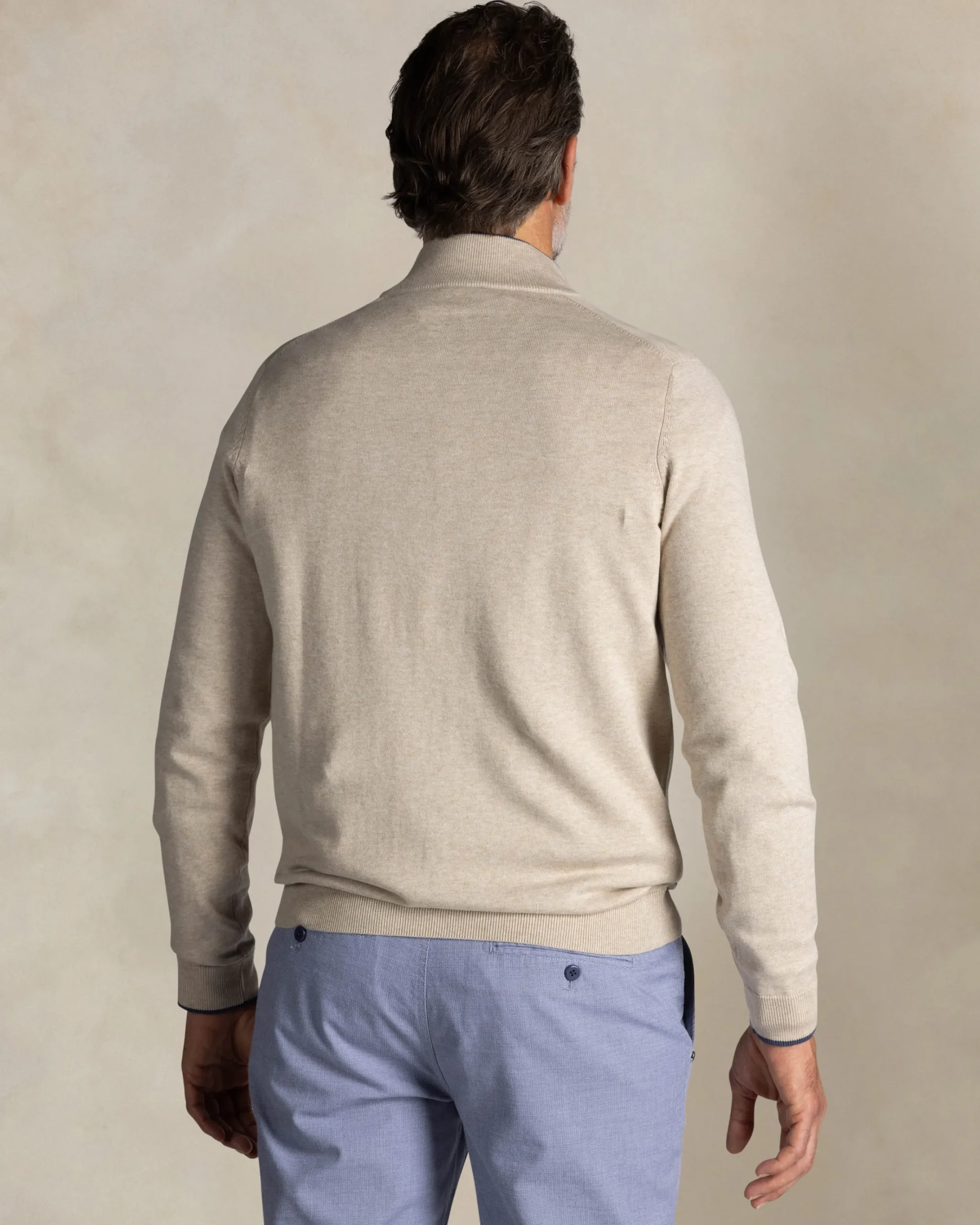 NZA New Zealand Auckland Ecru katoenen trui met halve rits