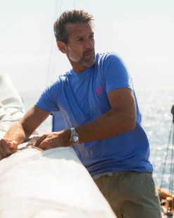 NZA New Zealand Auckland Effen blauw katoenen t-shirt met ronde hals