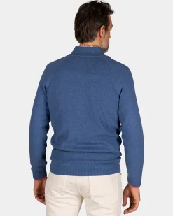 NZA New Zealand Auckland Effen blauwe katoenen trui met halve rits