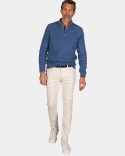 NZA New Zealand Auckland Effen blauwe katoenen trui met halve rits