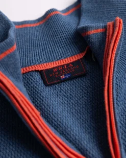 NZA New Zealand Auckland Effen blauwe katoenen trui met halve rits