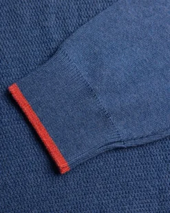 NZA New Zealand Auckland Effen blauwe katoenen trui met halve rits