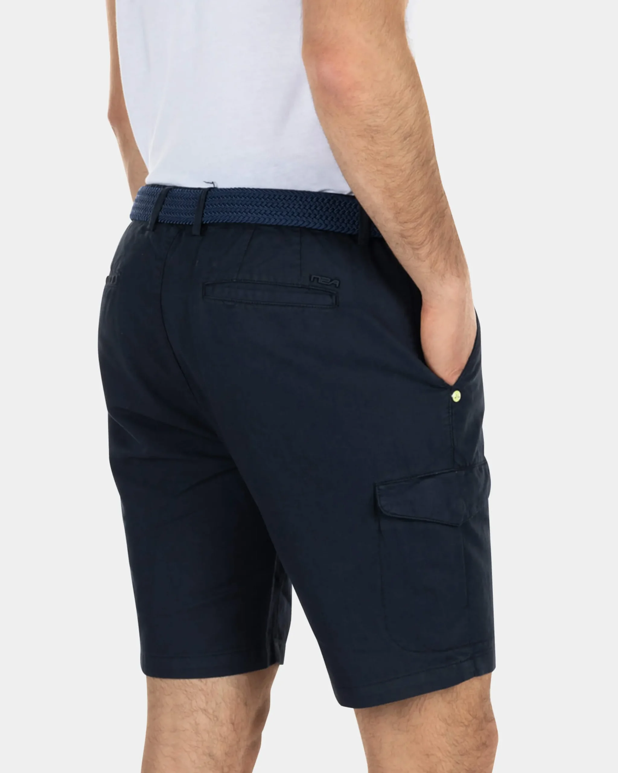 NZA New Zealand Auckland Effen cargo shorts met linnen -
