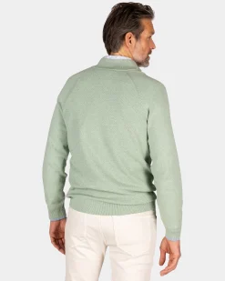 NZA New Zealand Auckland Effen groene katoenen trui met halve rits