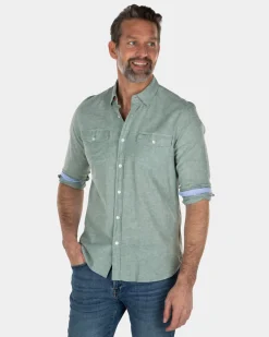 NZA New Zealand Auckland Effen katoenen linnen overhemd -