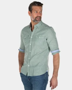 NZA New Zealand Auckland Effen katoenen linnen overhemd -