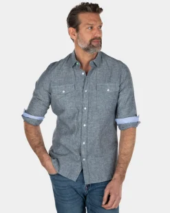 NZA New Zealand Auckland Effen katoenen linnen overhemd -