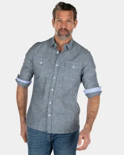 NZA New Zealand Auckland Effen katoenen linnen overhemd -