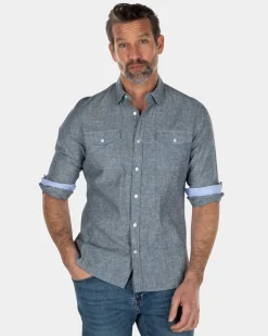 NZA New Zealand Auckland Effen katoenen linnen overhemd -