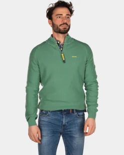 NZA New Zealand Auckland Effen katoenen trui met halve rits -