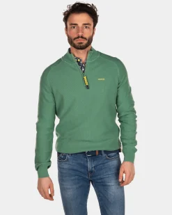 NZA New Zealand Auckland Effen katoenen trui met halve rits -