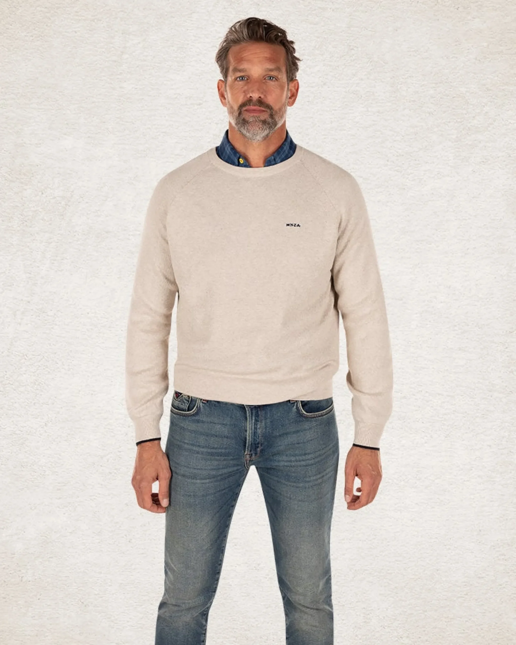 NZA New Zealand Auckland Effen katoenen trui met ronde hals -