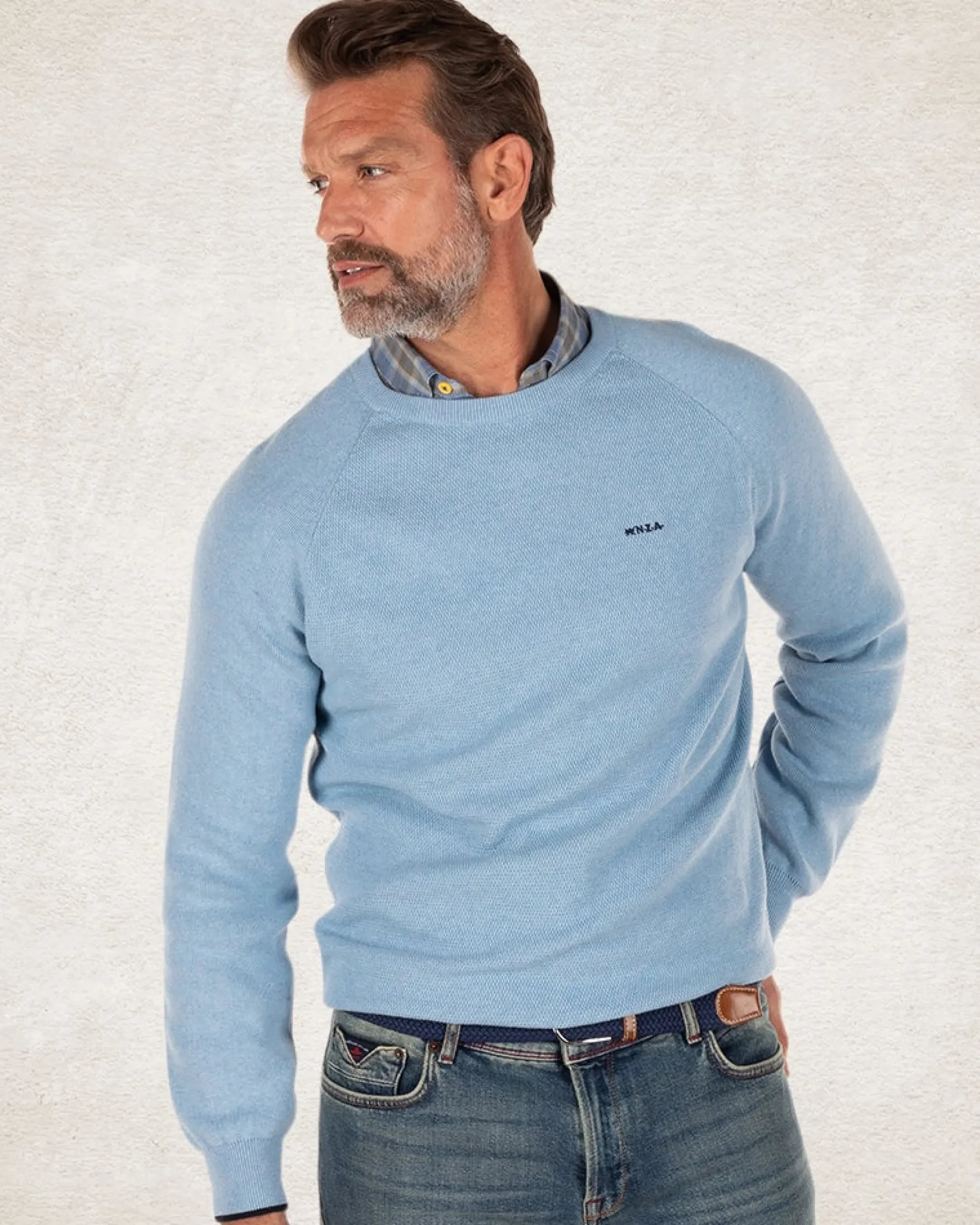 NZA New Zealand Auckland Effen katoenen trui met ronde hals -