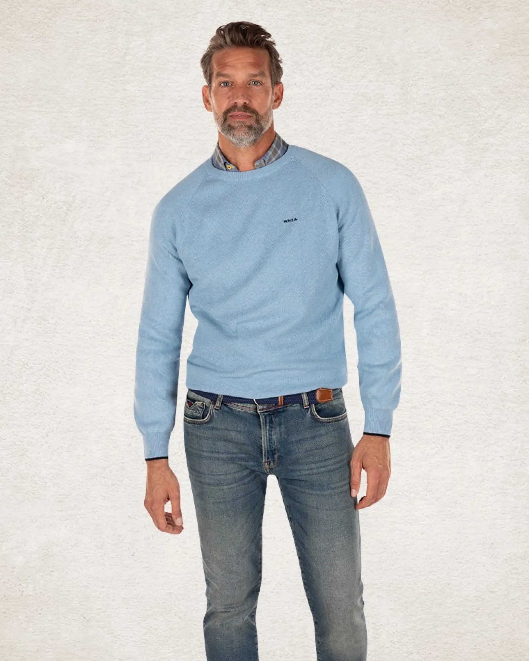 NZA New Zealand Auckland Effen katoenen trui met ronde hals -