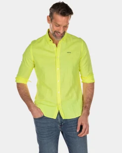 NZA New Zealand Auckland Effen linnen overhemd met lange mouwen -