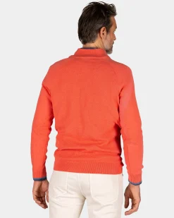 NZA New Zealand Auckland Effen oranje katoenen trui met halve rits