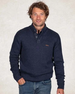 NZA New Zealand Auckland Effen trui met halve knoopssluiting -