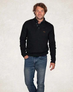 NZA New Zealand Auckland Effen trui met halve knoopssluiting -