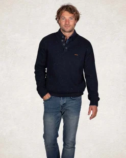 NZA New Zealand Auckland Effen trui met halve knoopssluiting -