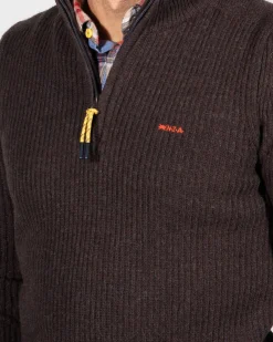 NZA New Zealand Auckland Effen trui met halve rits Dry -