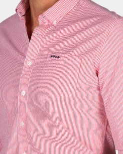 NZA New Zealand Auckland Fijngestreept oranje overhemd