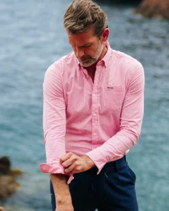 NZA New Zealand Auckland Fijngestreept oranje overhemd