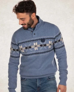 NZA New Zealand Auckland Gebreide trui met halve knoopssluiting -