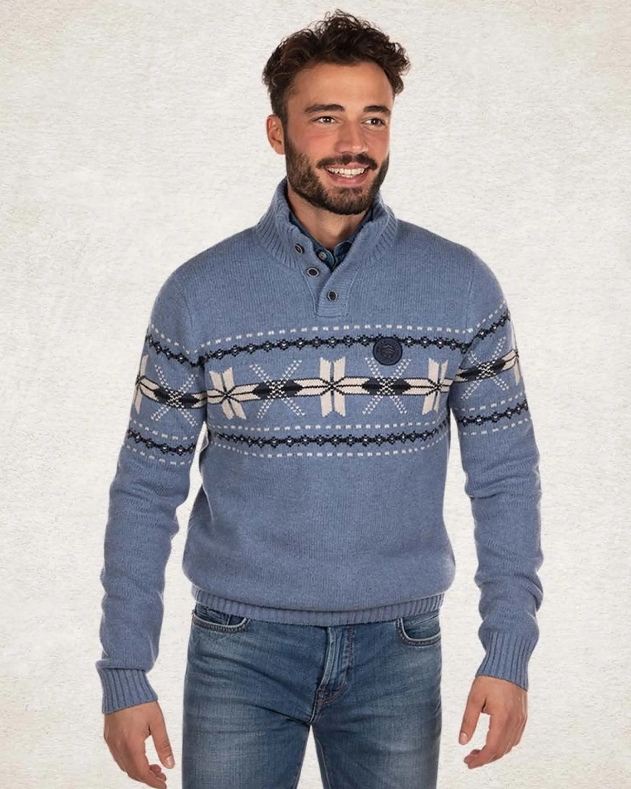 NZA New Zealand Auckland Gebreide trui met halve knoopssluiting -