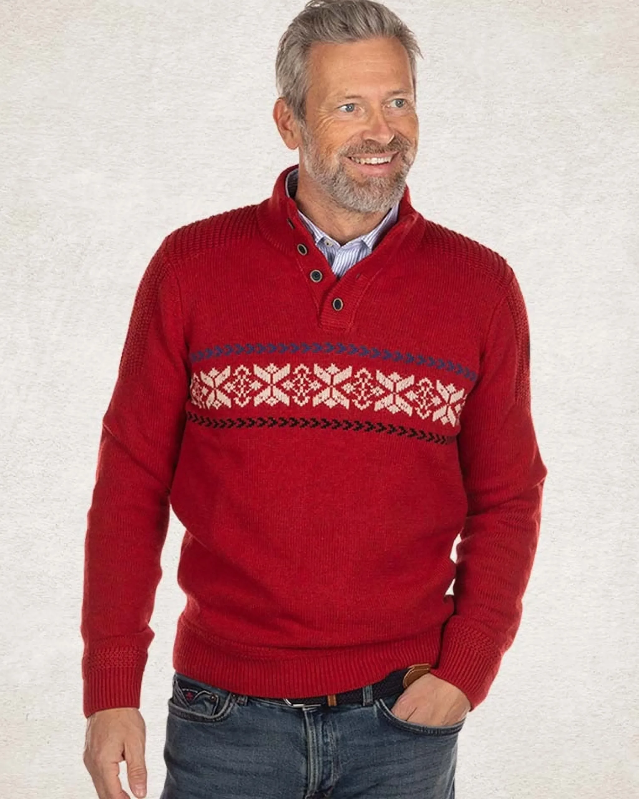 NZA New Zealand Auckland Gebreide trui met halve knoopssluiting -