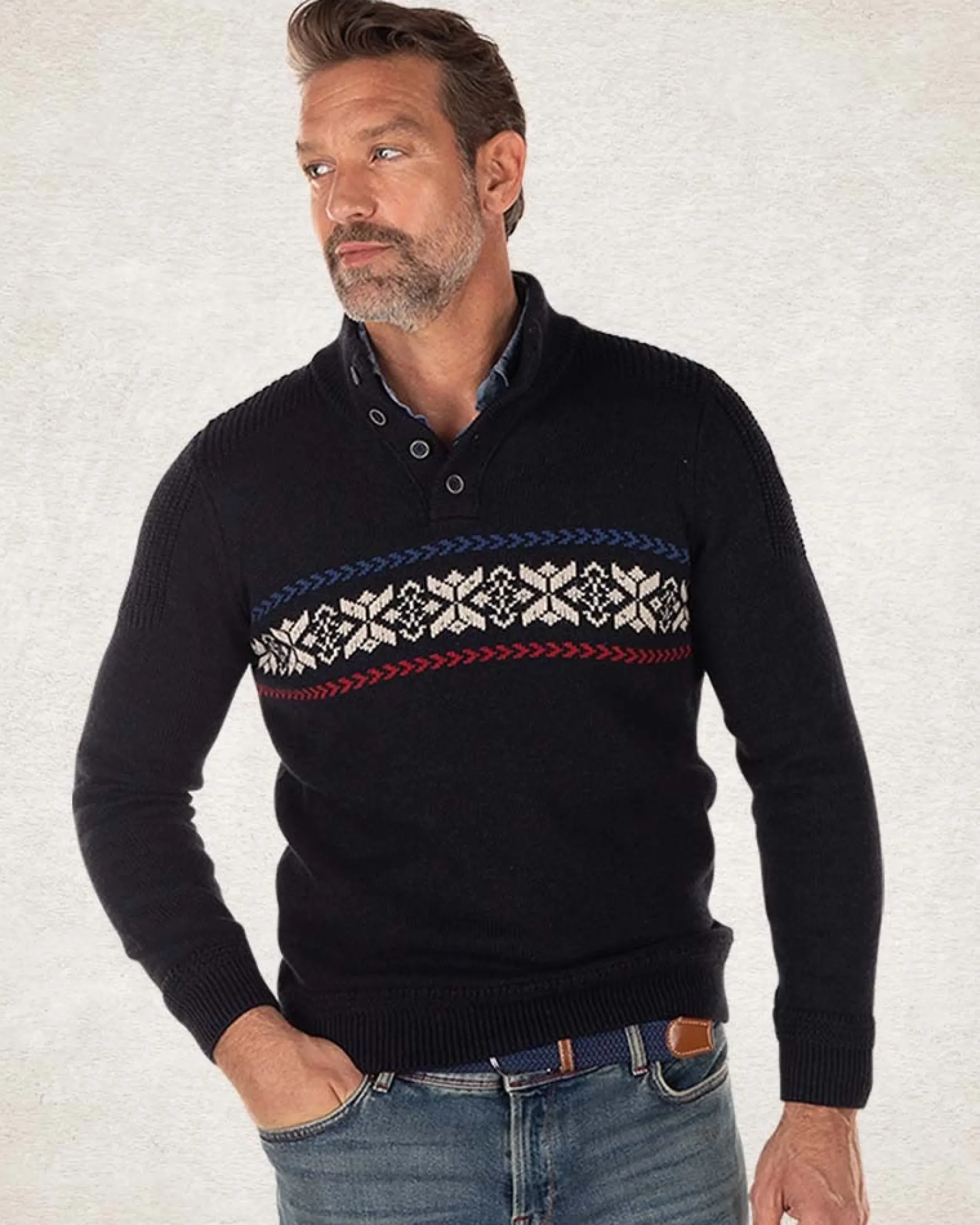 NZA New Zealand Auckland Gebreide trui met halve knoopssluiting -