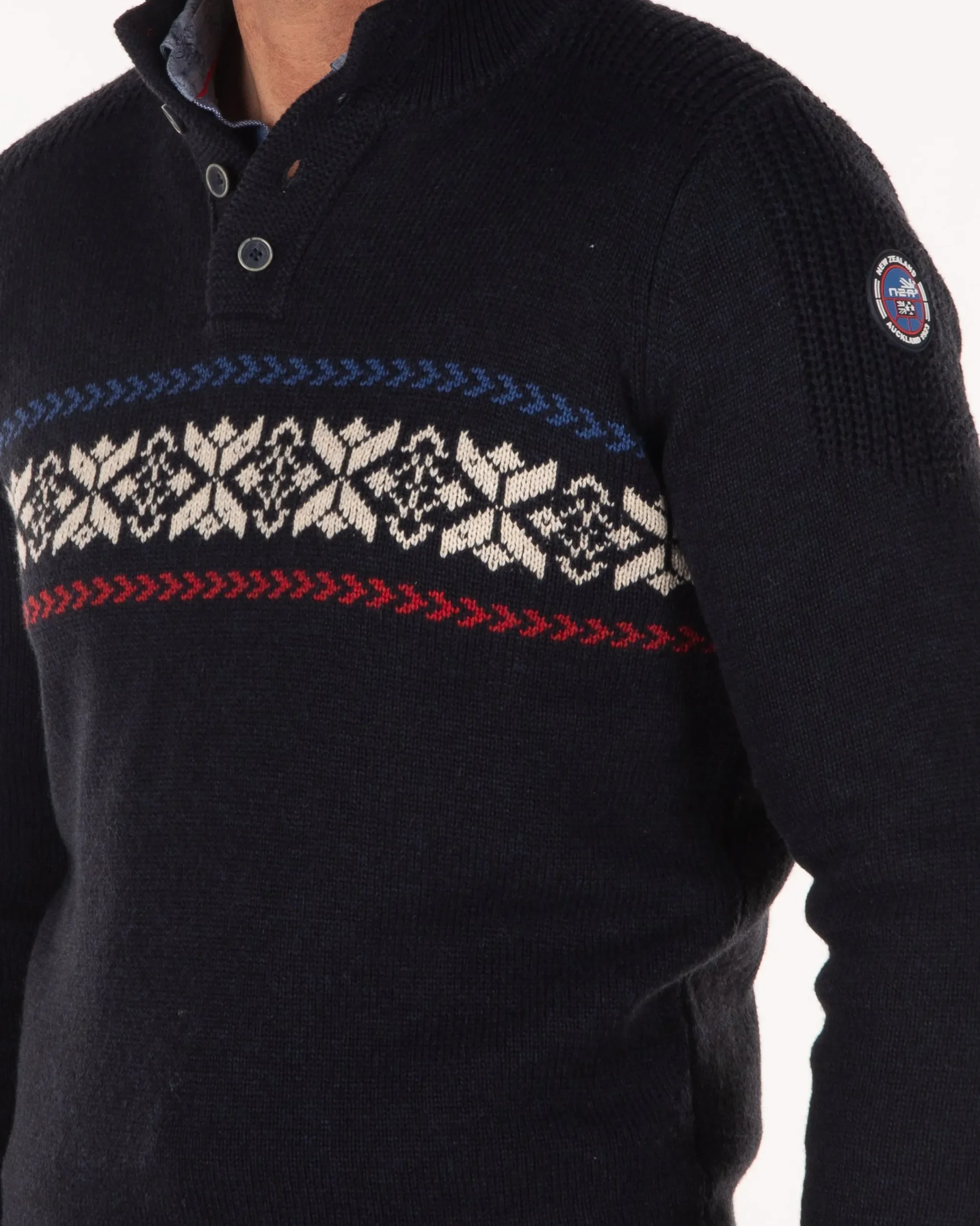 NZA New Zealand Auckland Gebreide trui met halve knoopssluiting -