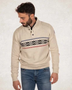 NZA New Zealand Auckland Gebreide trui met halve knoopssluiting -