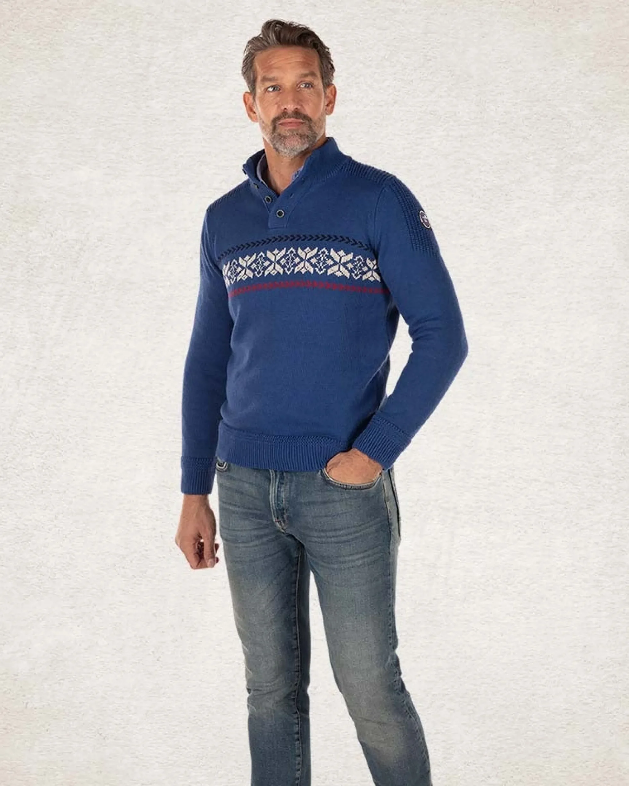 NZA New Zealand Auckland Gebreide trui met halve knoopssluiting -