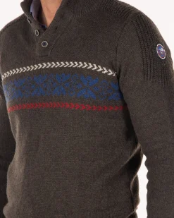 NZA New Zealand Auckland Gebreide trui met halve knoopssluiting -