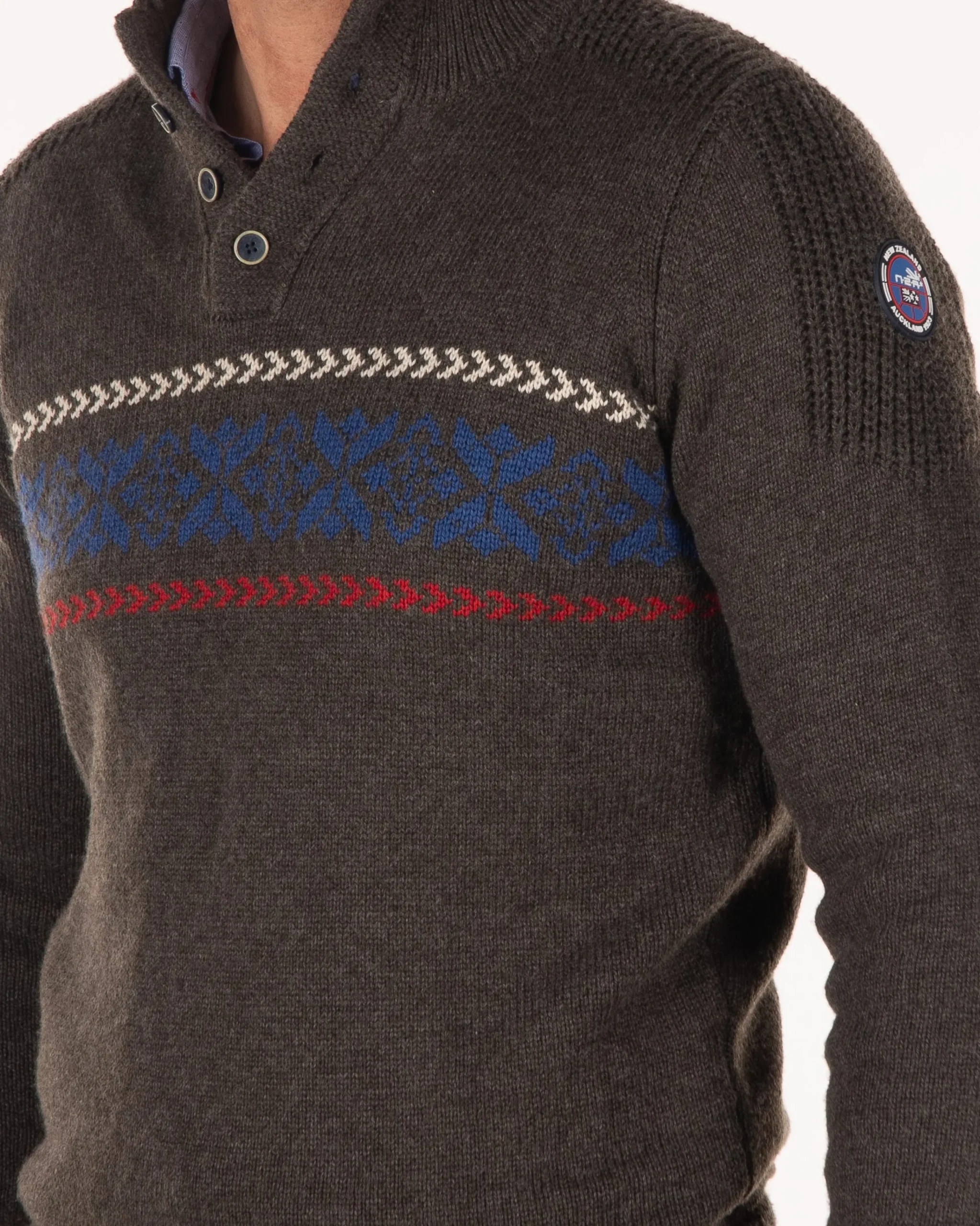 NZA New Zealand Auckland Gebreide trui met halve knoopssluiting -