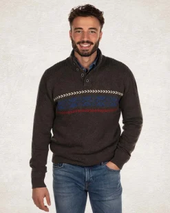 NZA New Zealand Auckland Gebreide trui met halve knoopssluiting -