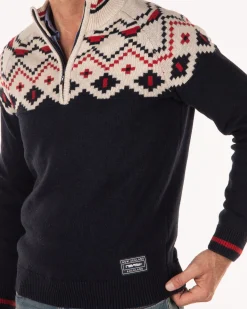 NZA New Zealand Auckland Gebreide trui met halve rits en accentkleuren -