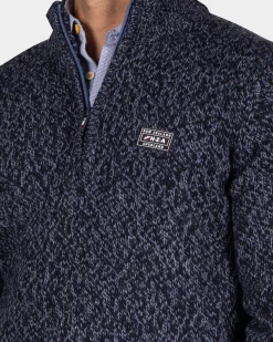 NZA New Zealand Auckland Gemêleerde donkerblauwe wollen pullover -