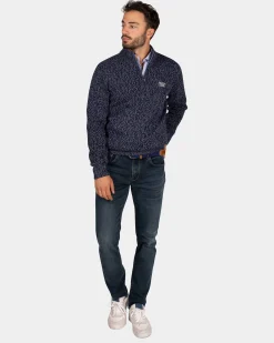 NZA New Zealand Auckland Gemêleerde donkerblauwe wollen pullover -