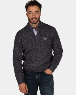 NZA New Zealand Auckland Gemêleerde donkerbruine wollen pullover -