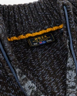 NZA New Zealand Auckland Gemêleerde donkerbruine wollen pullover -