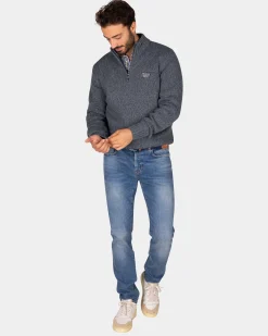 NZA New Zealand Auckland Gemêleerde grijze wollen pullover -