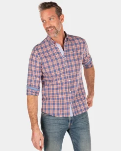 NZA New Zealand Auckland Geruit blauw en roze overhemd -