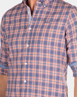 NZA New Zealand Auckland Geruit blauw en roze overhemd -