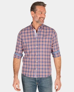 NZA New Zealand Auckland Geruit blauw en roze overhemd -